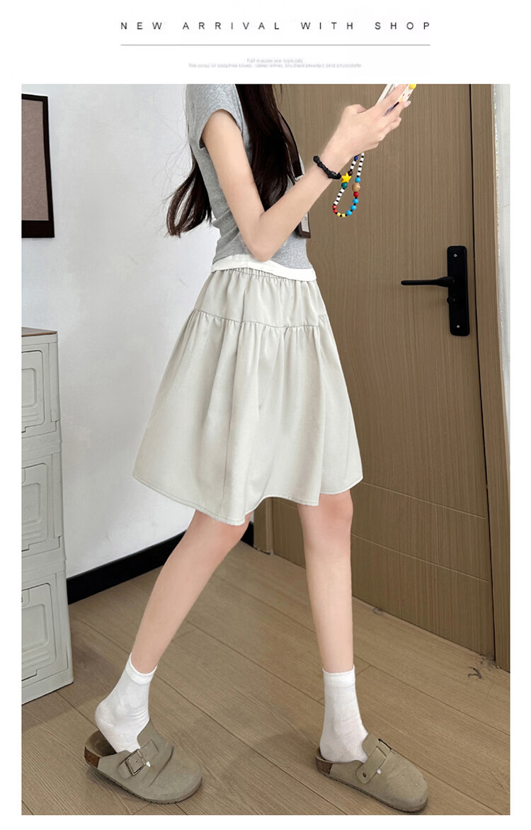 Free Style Japanese Half-Length Skirt for Women 2026 Summer Thin Versatile Slim Fit Petite A-Line Skirt College Style Tulip Five-Point Skirt 12