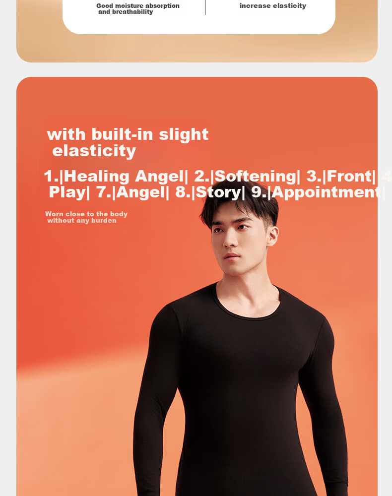 Yiershuang Men's Thermal Underwear High Elastic Cotton Blend Autumn Shirt and Pants Set 5