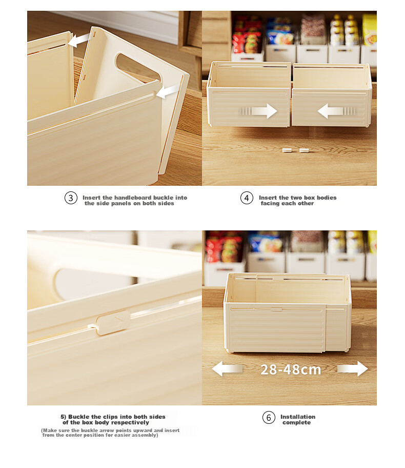 DOCOXO Retractable Storage Box Cabinet Drawer Desktop Snack Miscellaneous Kitchen Organizer Cream White Small Size 25