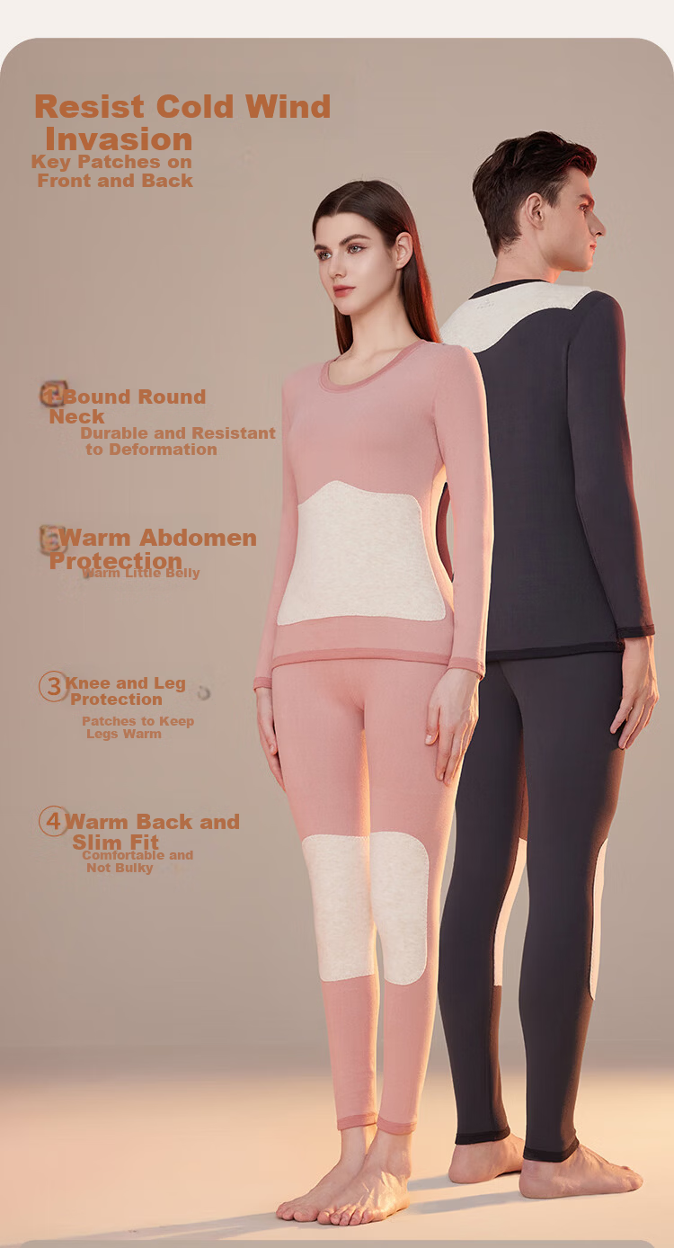 Ordifen Cashmere Silk Patch Set Autumn Winter Seamless Women's Thermal Underwear Heating Top and Bottom Haixia M 5
