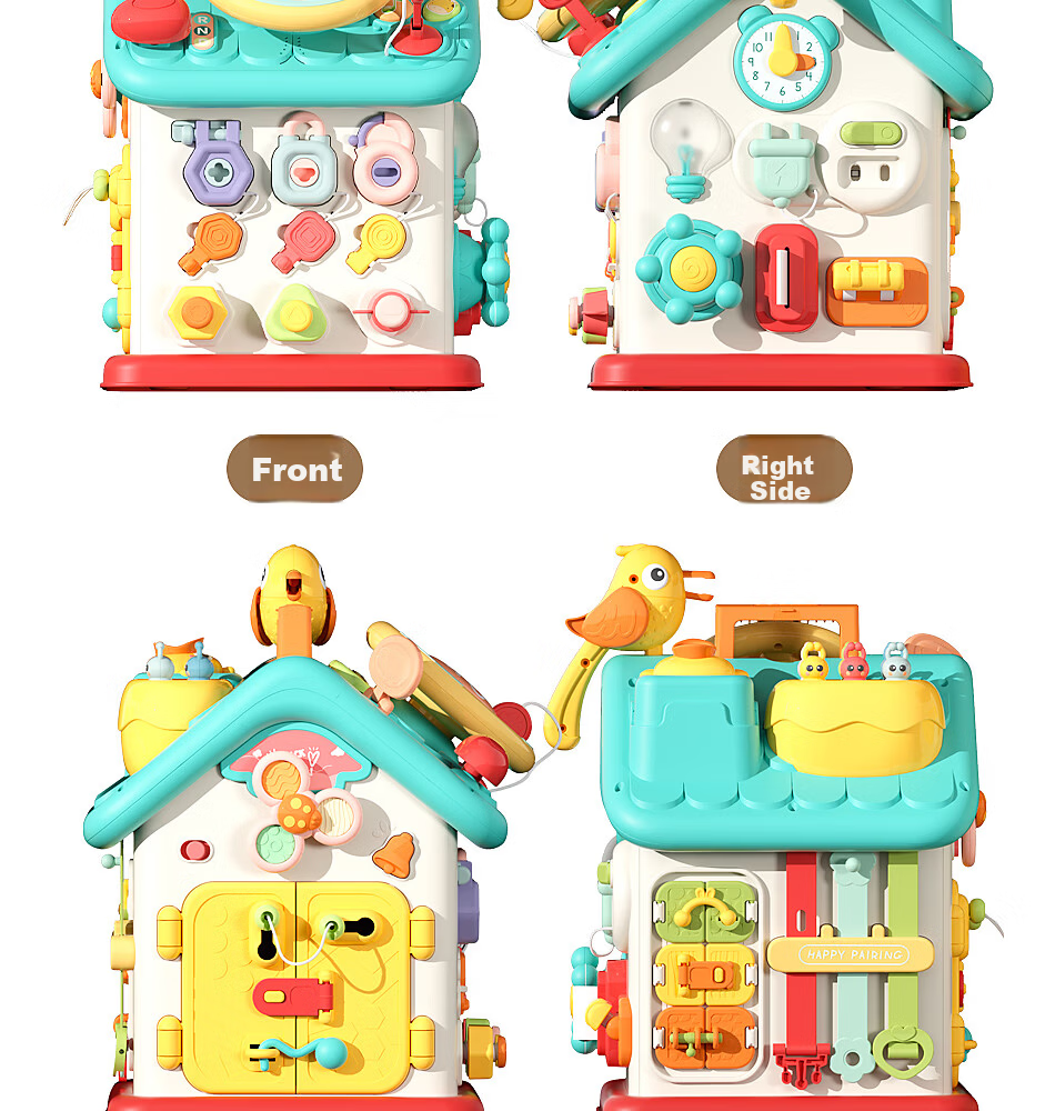 Xinge Montessori Busy Board Baby Educational Lock Toy Early Learning Activity Table Gift for Boys and Girls with Cake Box 4