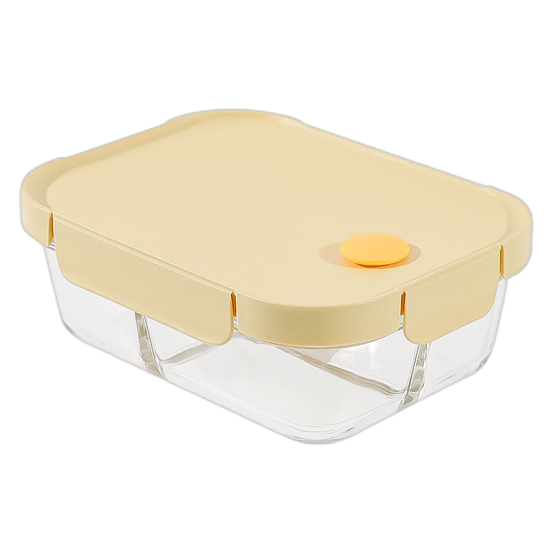 Xilekou Cilock Glass Lunch Box for Office Workers, Microwave-Safe Food Container, Large Capacity Insulated Box with Three Compartments