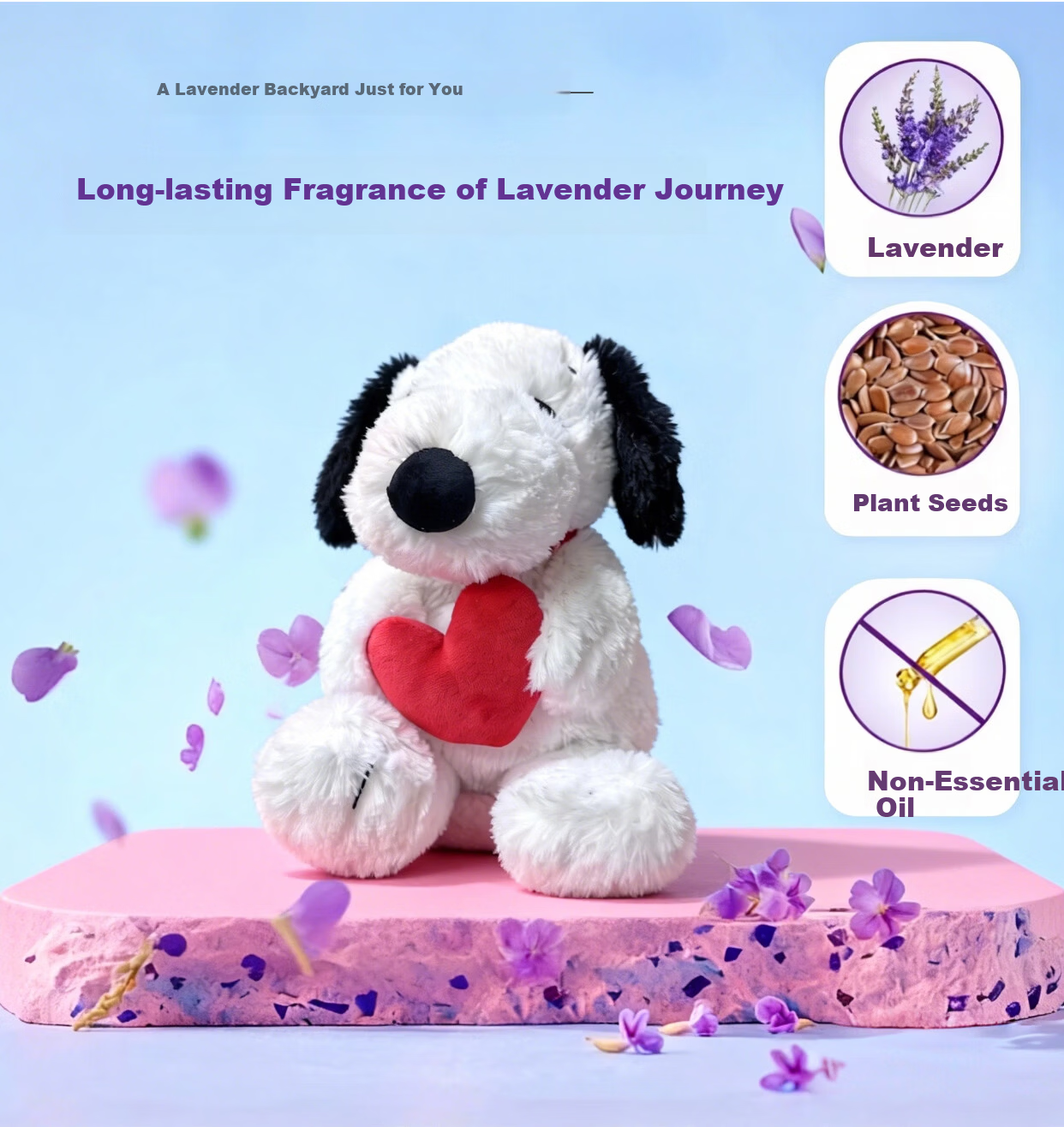 AiWarmies Official UK Warmies Heart Snoopy Plush Toy Lavender Heating Cooling Companion Gift for Couples 3