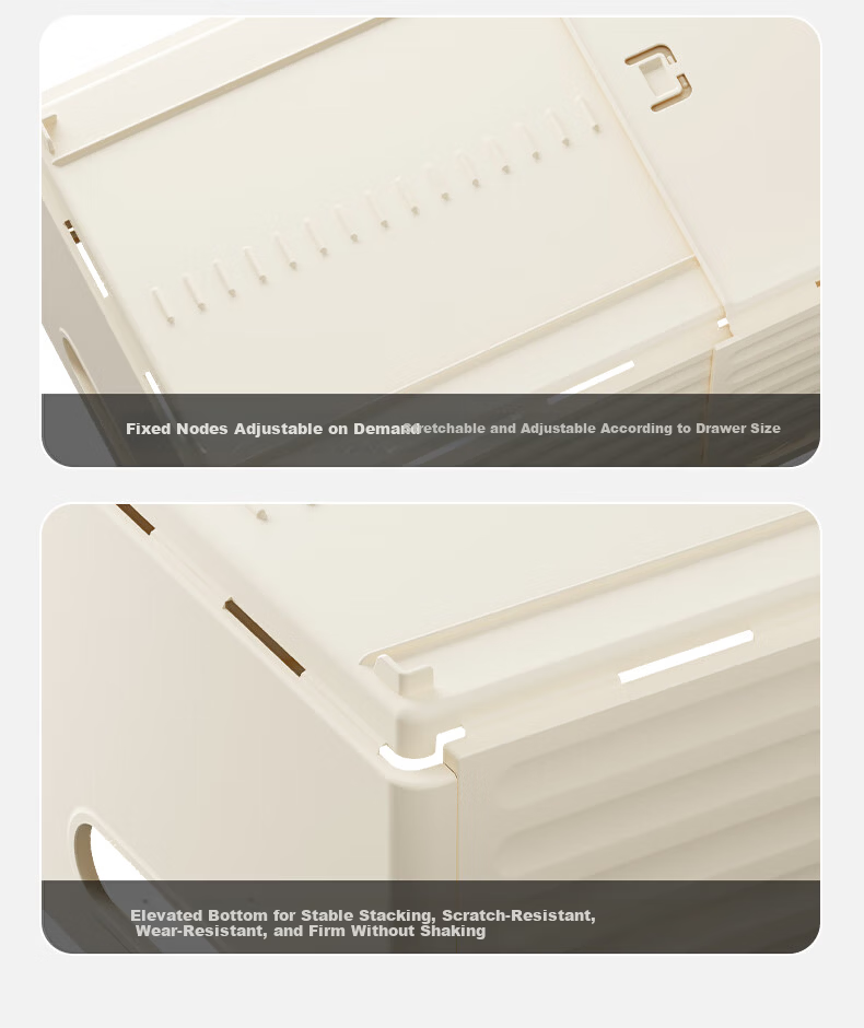 DOCOXO Retractable Storage Box Cabinet Drawer Desktop Snack Miscellaneous Kitchen Organizer Cream White Small Size 23