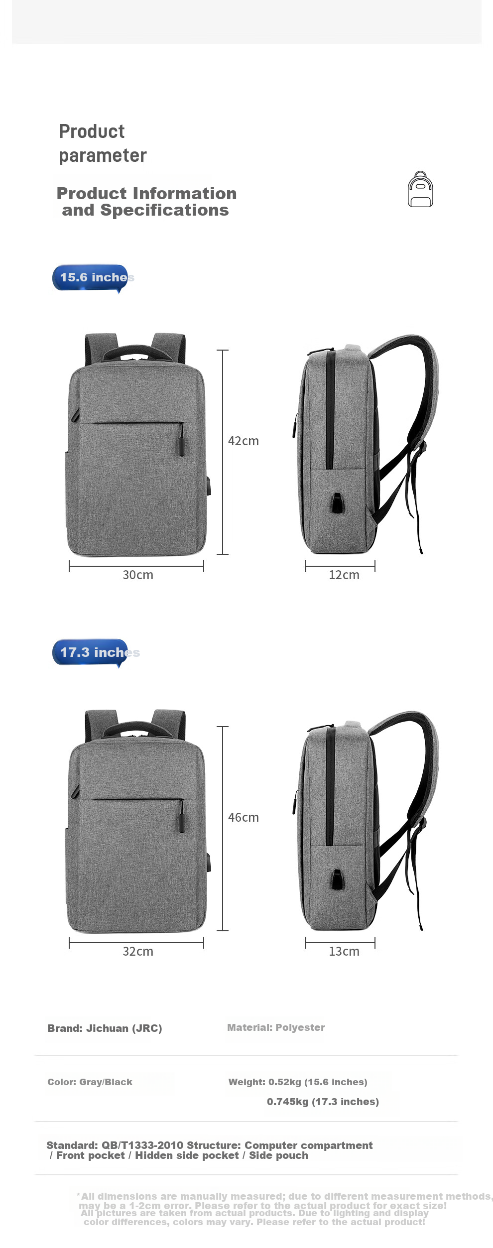 Jichuan Laptop Backpack 16/17.3 Inch Gaming Backpack Business Backpack for Men and Women College Student Backpack Compatible with Lenovo Legion ASUS HP 2