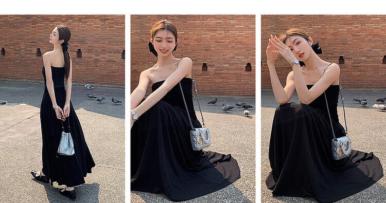 Mt Elegant Declaration Summer French Vintage Off-Shoulder Ruffled Waist-Slimming Dress for Women High-End Feel 6