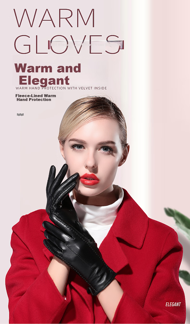 TUCANO Women's Genuine Leather Winter Gloves with Fleece Lining, Touchscreen Compatible, Warm Lambskin, Water-Resistant, Driving and Outdoor Riding Gloves, Valentine's Day Gift 2