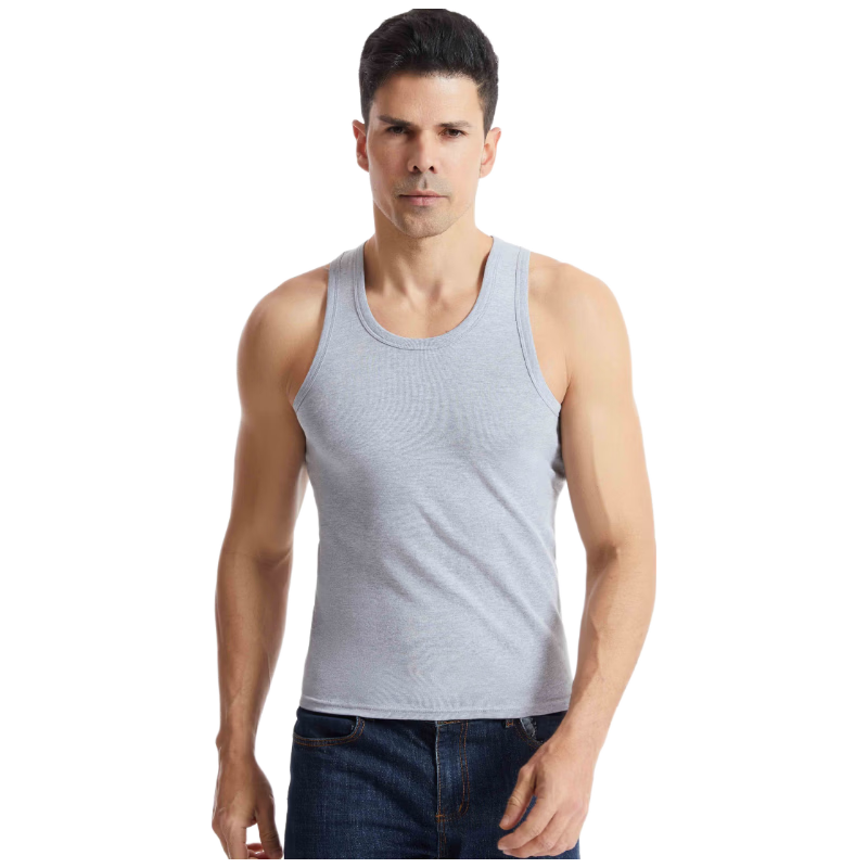 SNOWFLYING Men's Pure Cotton Summer Thin Fitness Sports Seamless Vest Sleeveless Tank Top
