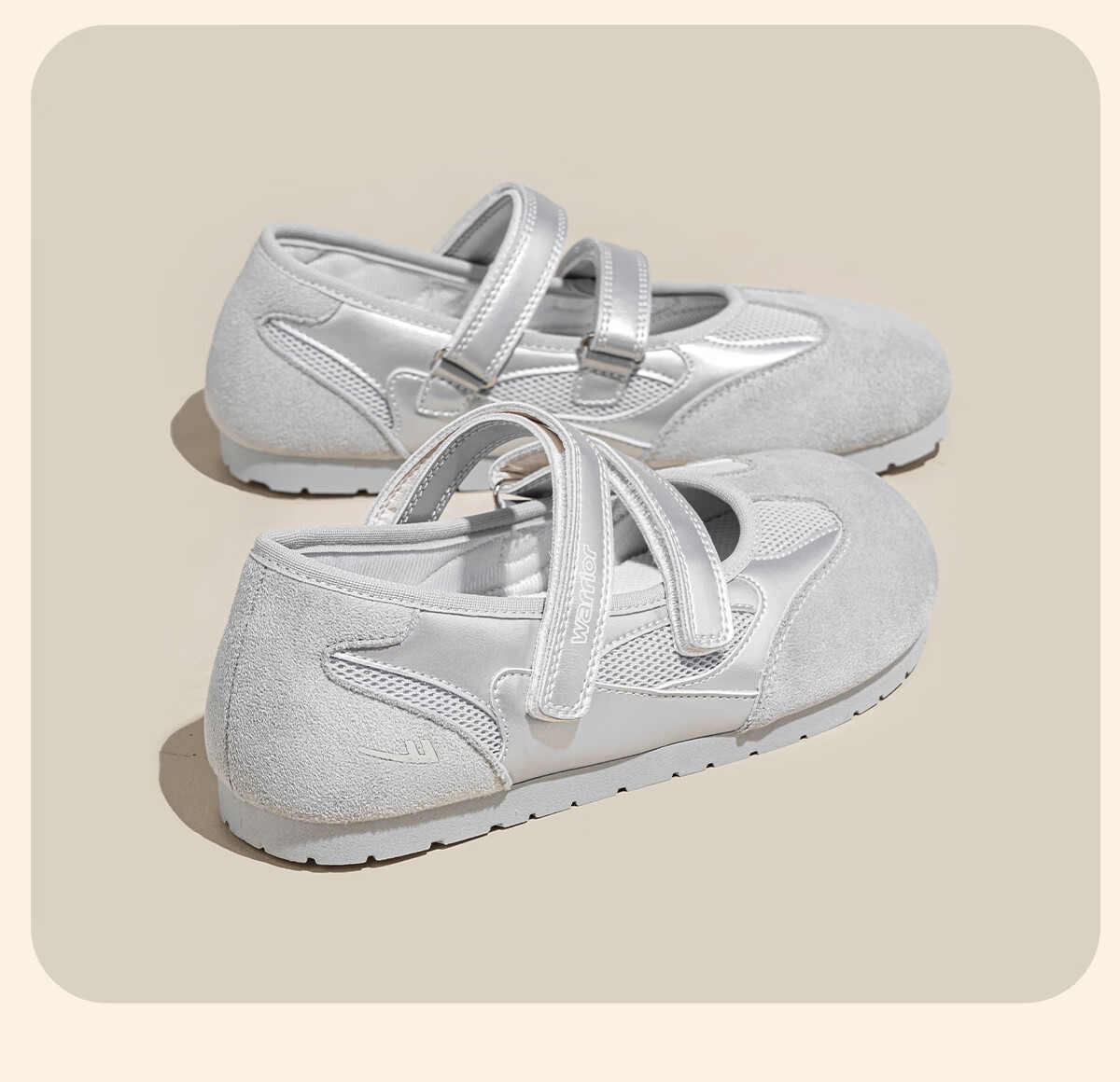 Warrior Mary Jane Shoes Women Summer New Flat Sports Sandals Soft Sole Ballet Training Shoes Beige Gray 40 17