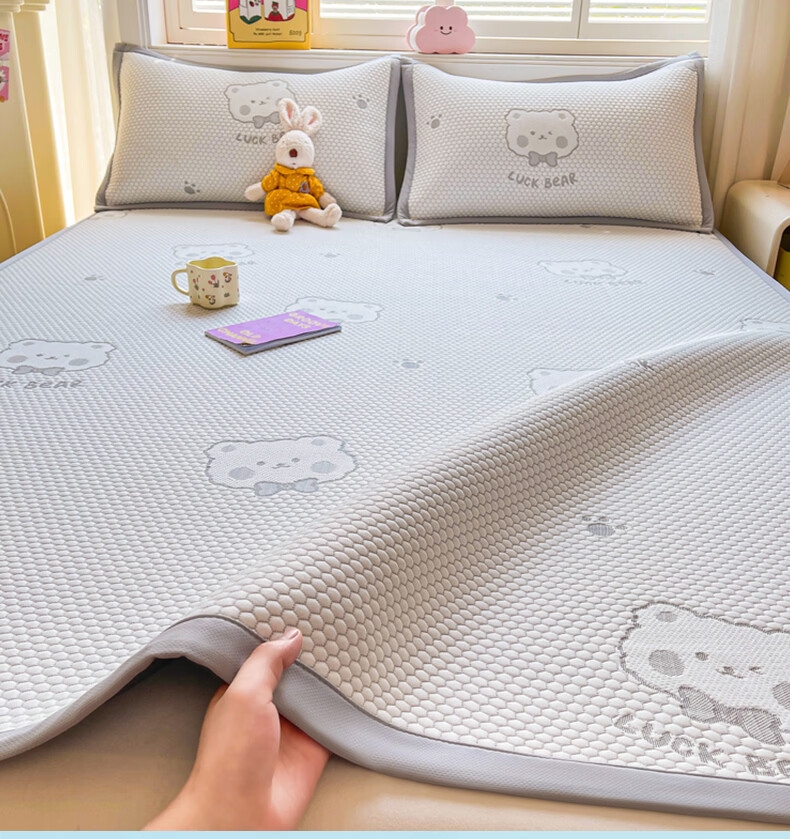 Hongdou Class A Ice Bean Cooling Mat Summer Ice Silk Washable Soft Mat Dorm Air Conditioning Mat 1.5*2m Gray 2