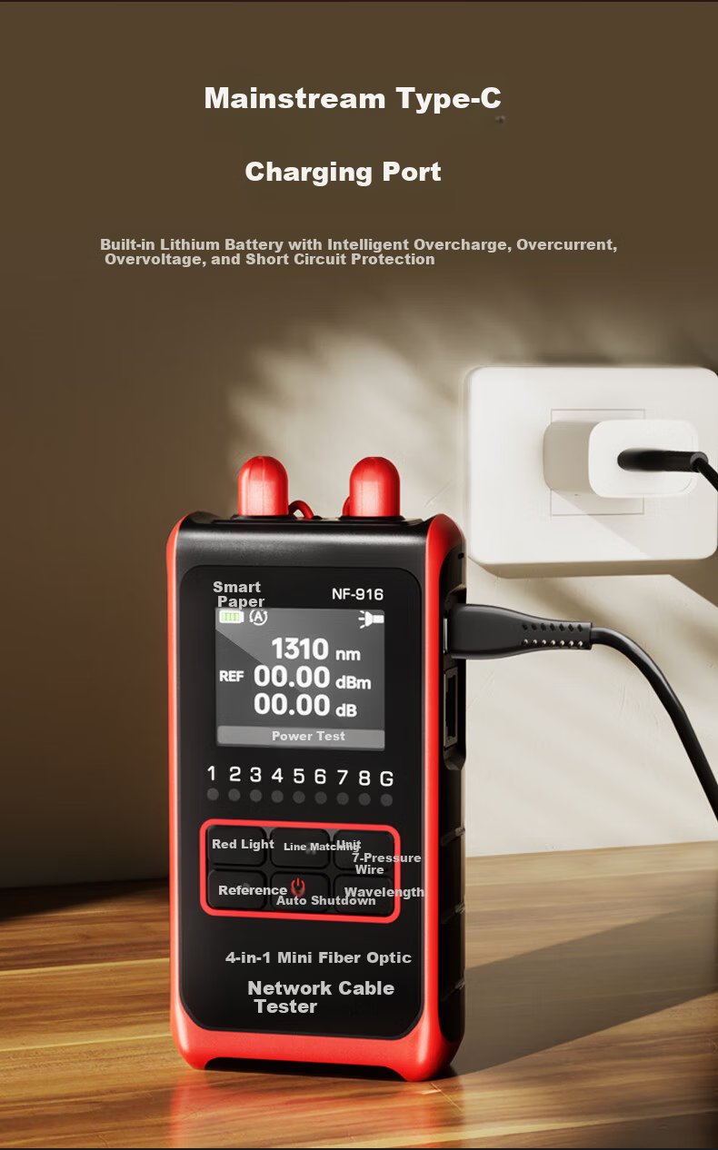 Smart Mouse NF-916 Mini Fiber Optic Network Cable Tester 4-in-1 2.5mm Optical Power Meter Red Light Pen 9
