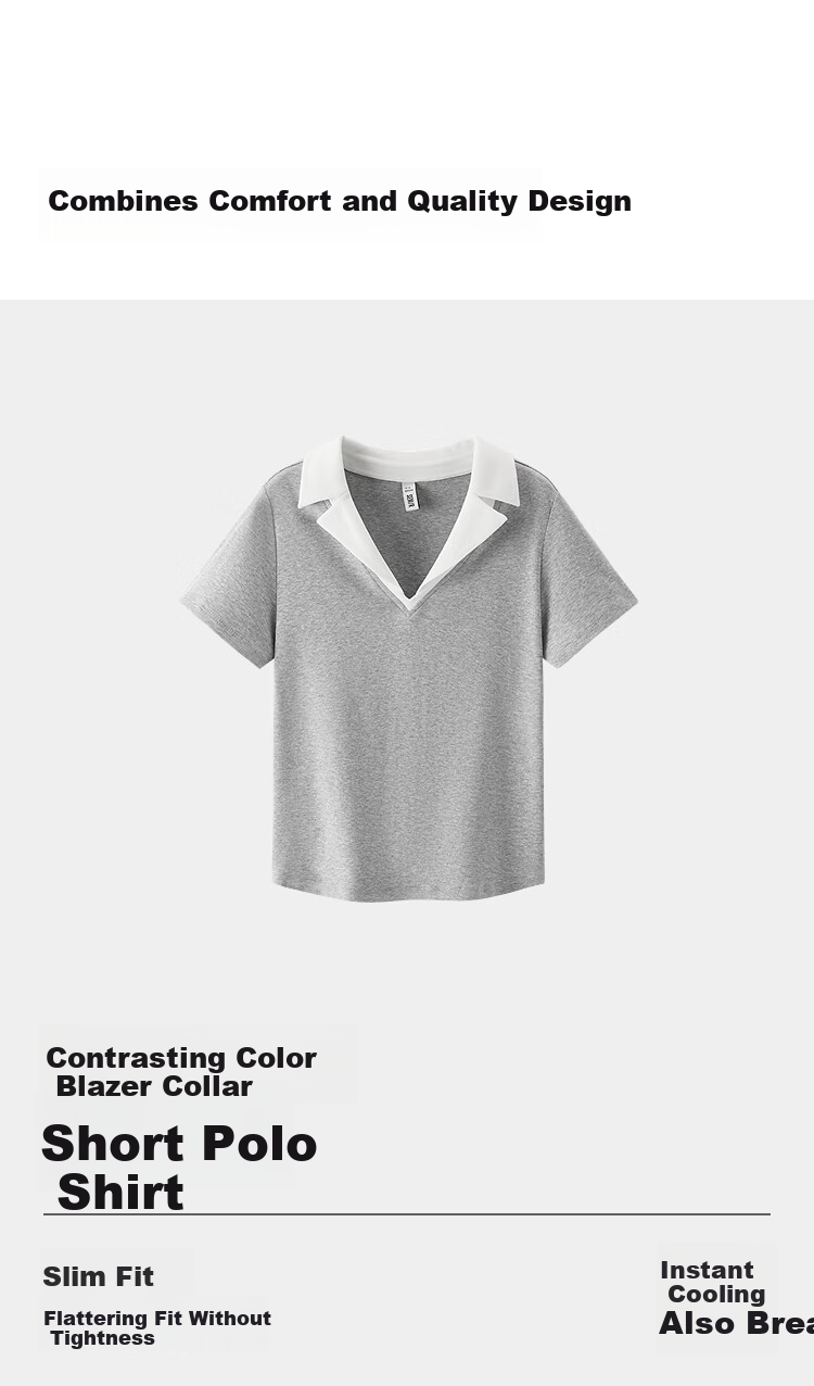 Semir Women's Summer Short Cool Color-Block Polo Shirt with Blazer Collar Slim Pullover 2026 Top 109326115006 4