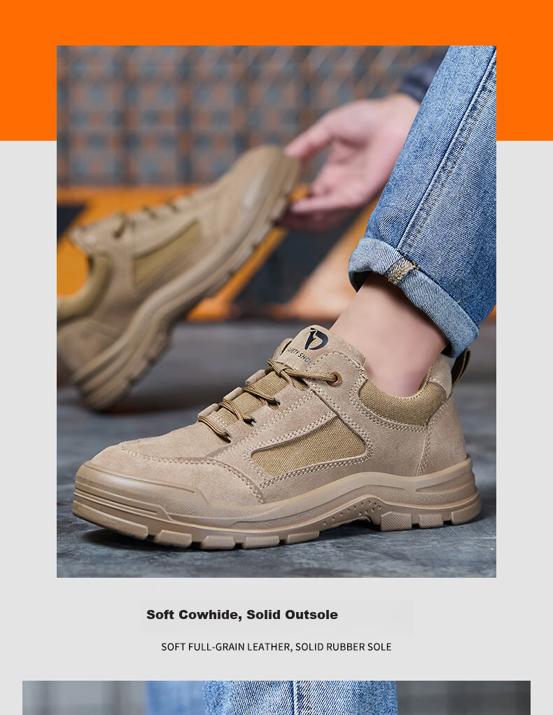 FUCHENG Men's Breathable Steel Toe Safety Work Shoes Anti-Smash Anti-Puncture Lightweight Durable Solid Construction Site Safety Shoes 573 Size 37 10