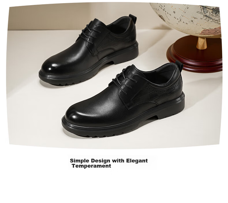 HLA Men's Leather Shoes British First Layer Cowhide Formal Business Casual Shoes T127 Black Size 42 3