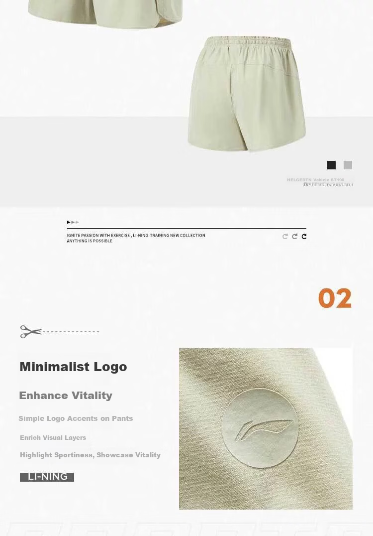 LI-NING Women's Fitness Series Fashion Comfortable Simple Loose Casual Sports Shorts 4