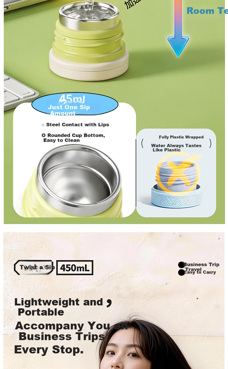 SUPOR Rotating Lid Insulated 316L Stainless Steel Tea Infuser Cup for Men and Women, High-Value Car Water Bottle 4
