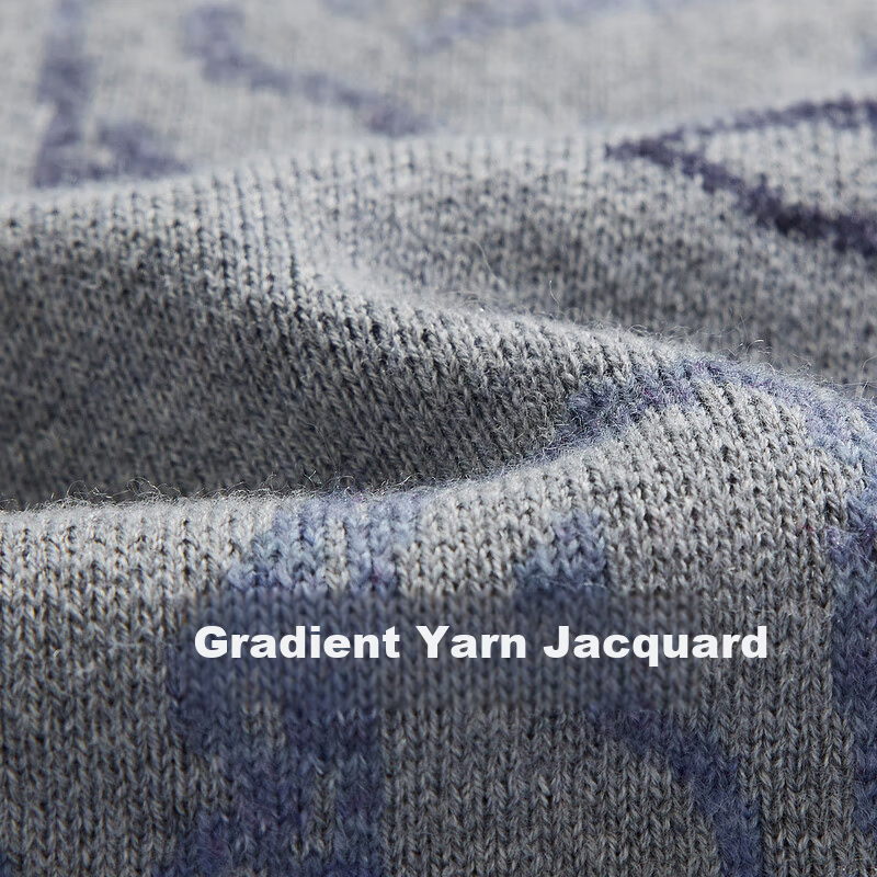CABBEEN 100% Combed Cotton Men's Artistic Pattern Jacquard Gradient Yarn Winter Long Sleeve Sweater