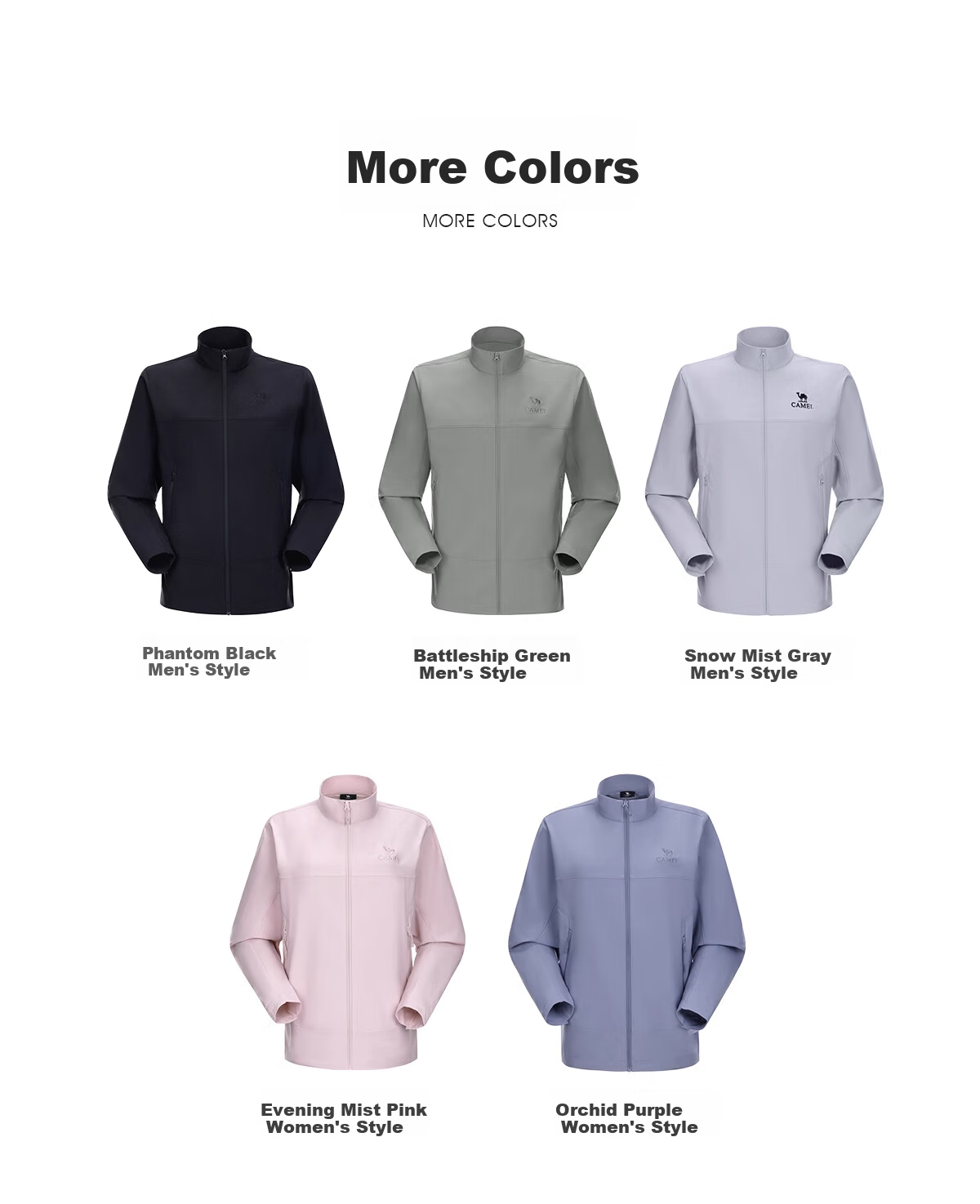 CAMEL Outdoor Softshell Jacket Men Stand Collar Windproof Warm Casual Jacket Durable Tear-Resistant Hiking Mountaineering Jacket Women 1279 10