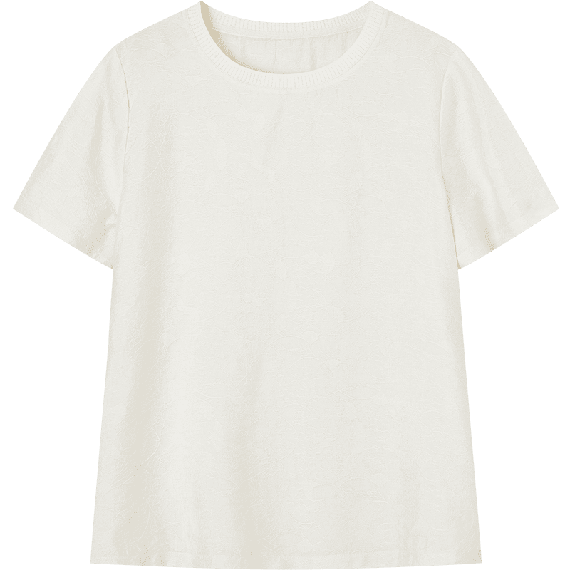 Demana Minimalist Light Summer Simple Knit Textured Round Neck Lightweight Loose Short Sleeve Shirt for Women