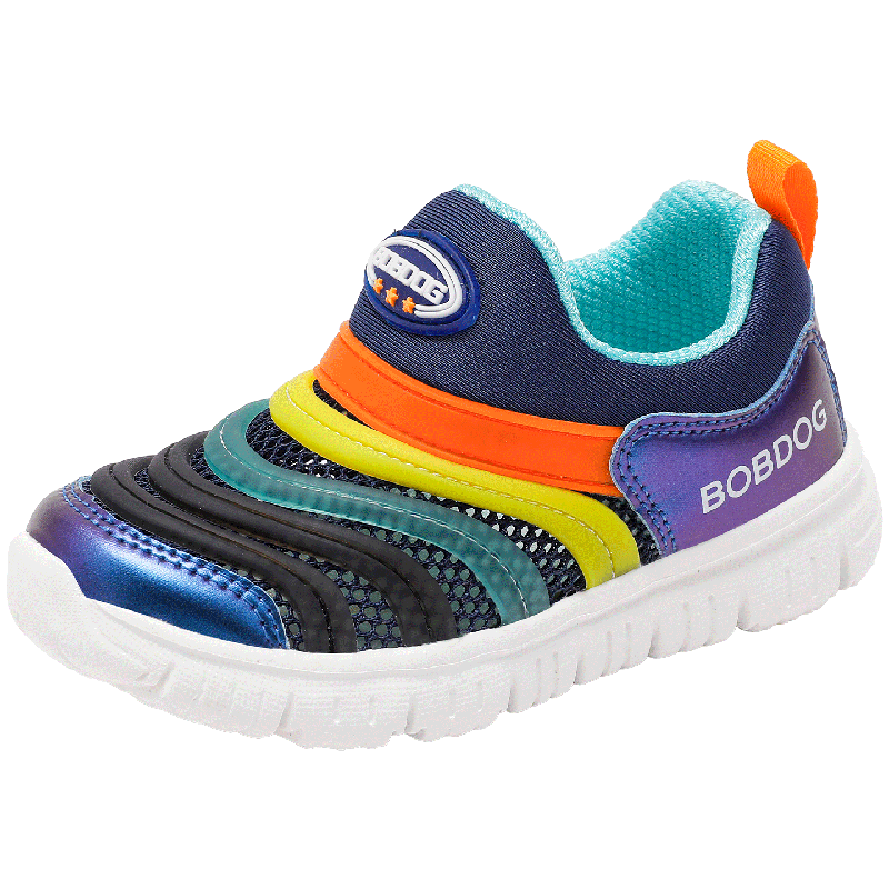 BOBDOG Boys' Summer Single Mesh Caterpillar Casual Shoes Children's Running Shoes 103562087 Navy Blue/Blue Moon Size 29
