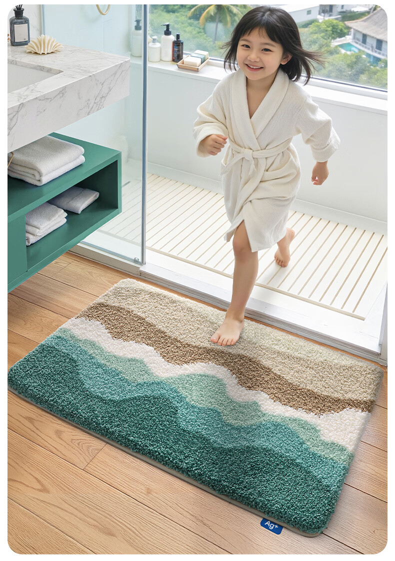 Da Jiang Small Blue Removable Washable Floor Mat Bathroom Door Water Absorption Mat Foot Mat Toilet 40x60cm Carpet Surface Only 1 Piece 1