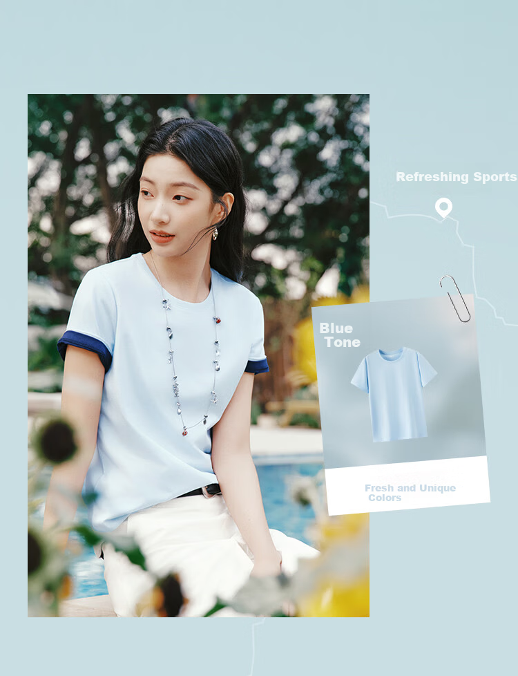 Semir Women's Short Sleeve T-Shirt 26 Summer Slim Fit U-Neck Loose Fit Round Neck Base Shirt 109326100001 10