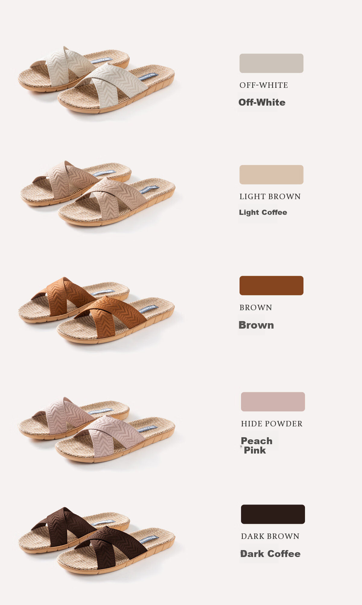 Warrior Linen Men's Indoor Home Slippers Non-Slip Sweat-Absorbing Odor-Resistant Floor Cool Slippers 0254 Light Coffee Size 44-45 11