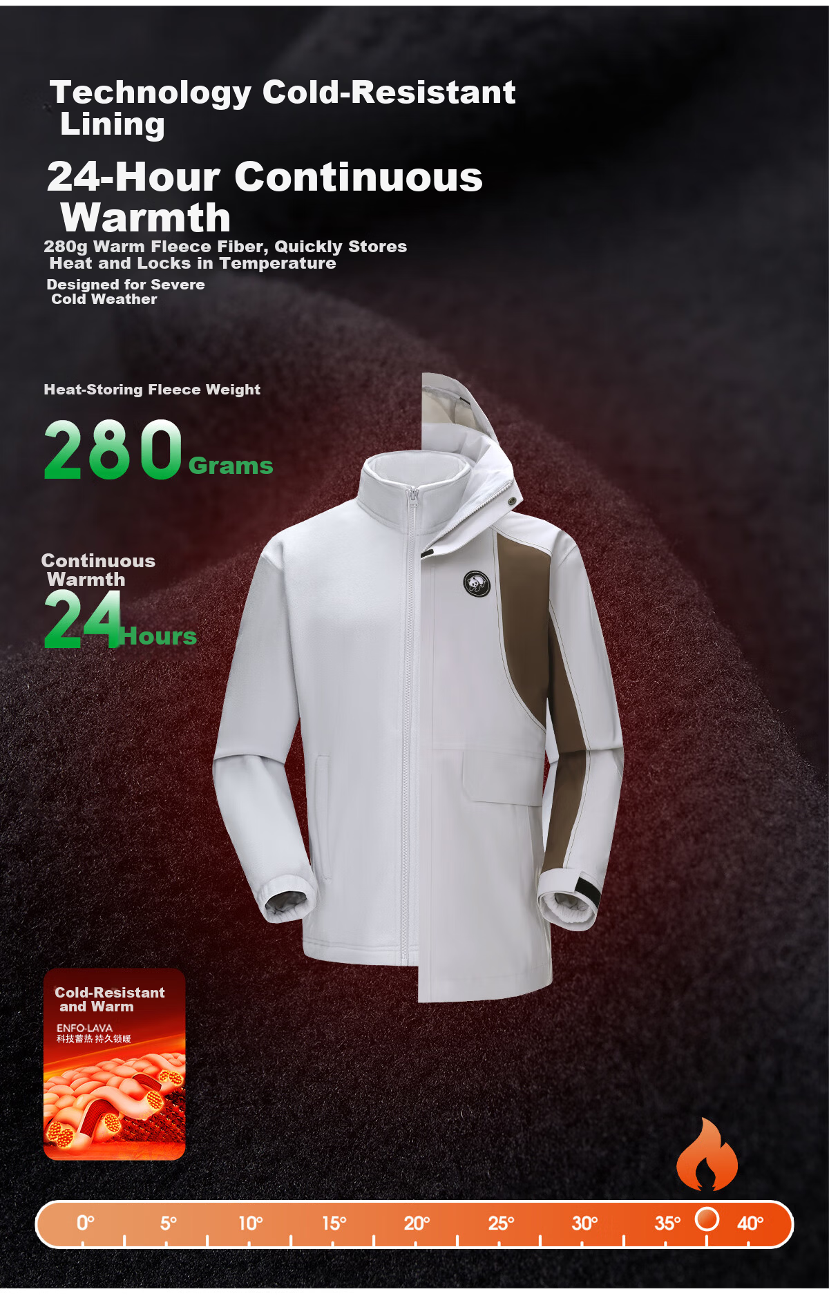 Panda Camel Series 3-in-1 Outdoor Jacket Unisex Windproof Rainproof Fleece Hiking Coat 1612, L 6