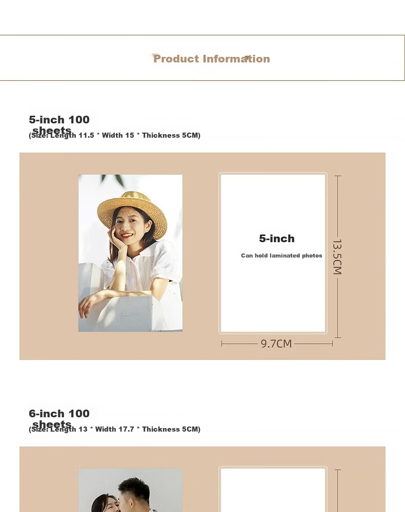 Qiyuan 6-Inch 100-Sheet Laminated Photo Album 3/4/5/6 Inch Insert LOMO Photo Memory Book Mini Storage - Hello Time 6