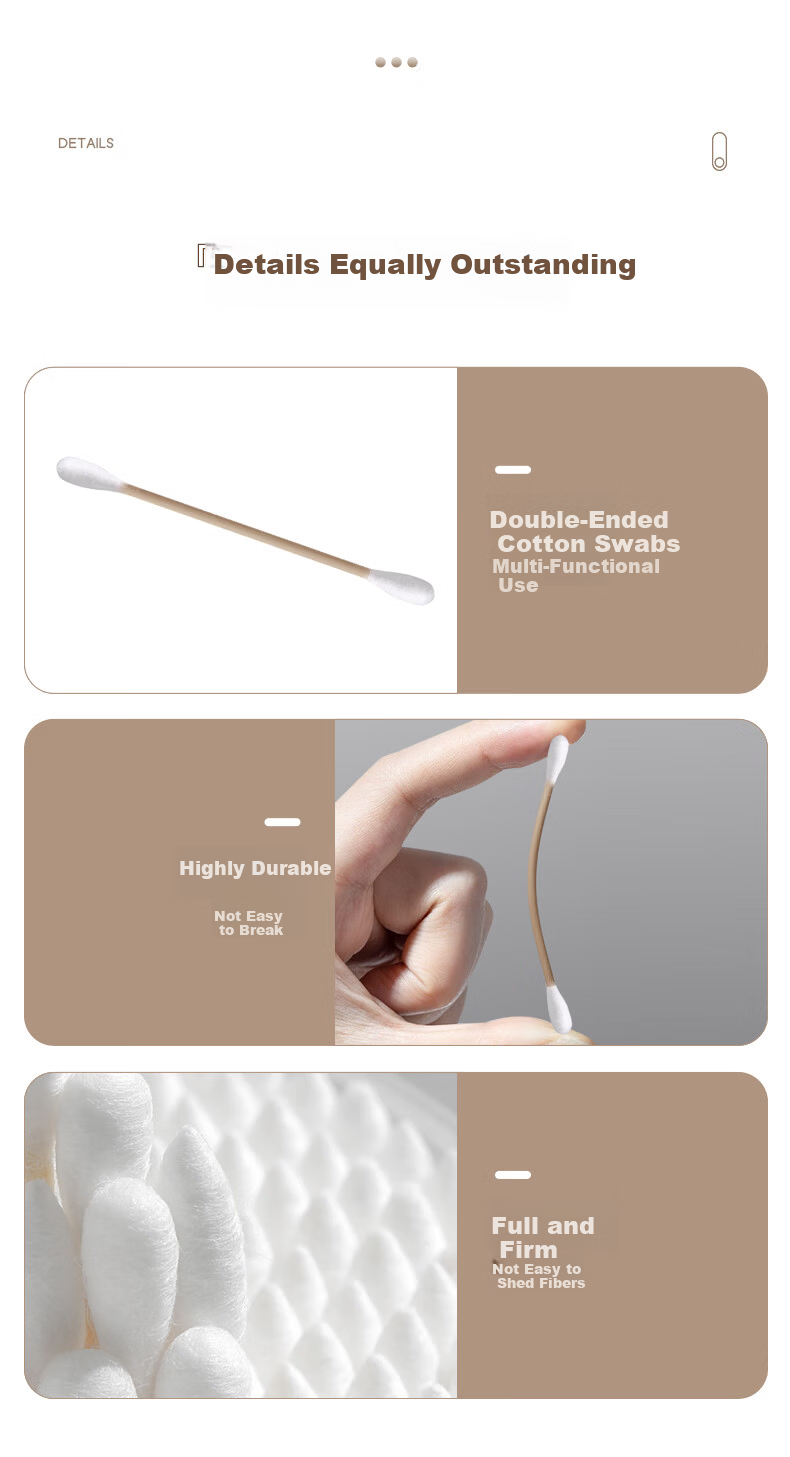Xingfang Carbonized Cotton Swabs 300pcs High Hardness Disposable Spiral Head Round Tip Medical Ear Cleaning Makeup Cotton Sticks 10