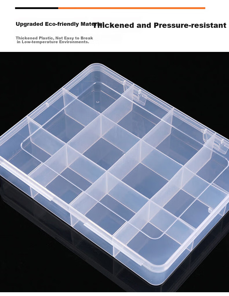 Chaoji Jia Pin Multi-Compartment Storage Box, Transparent with Lid, Divided Plastic Container for Screws And Parts, Tool Organizer, Sorting Box, 15 Compartments 9