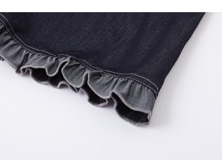 Demana [Lady Channel] Summer Letter Embroidery Contrast Stitch Puff Sleeve Ruffle Hem Colorblock Slim Fit Dress for Women 13
