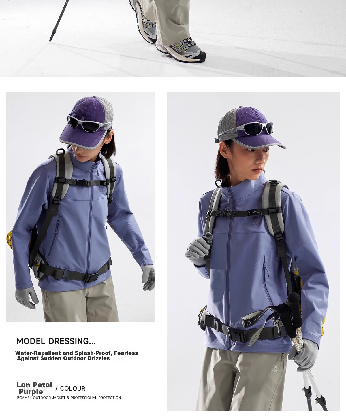 CAMEL Outdoor Softshell Jacket Men Stand Collar Windproof Warm Casual Jacket Durable Tear-Resistant Hiking Mountaineering Jacket Women 1279 19