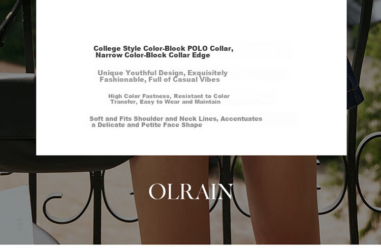 Olrain Eurielle French Style Polo Collar Short Sleeve Knit Top Summer Women's Loose Fit College Style Shirt Off-White L 7