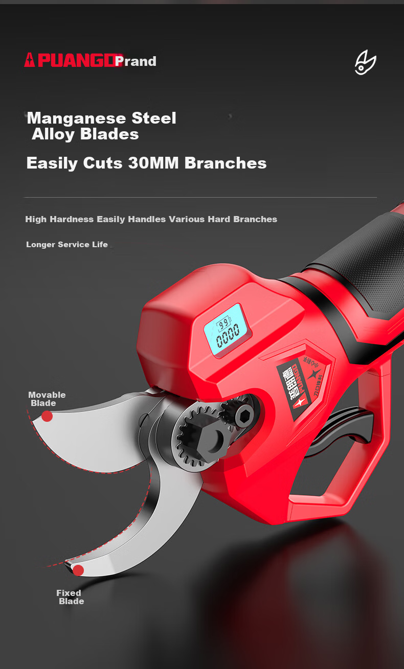 PUANGD Electric Pruning Shears Powerful Branch Cutter Fruit Tree Garden Pruner High-Power Cordless Lithium Battery Gardening Scissors 3