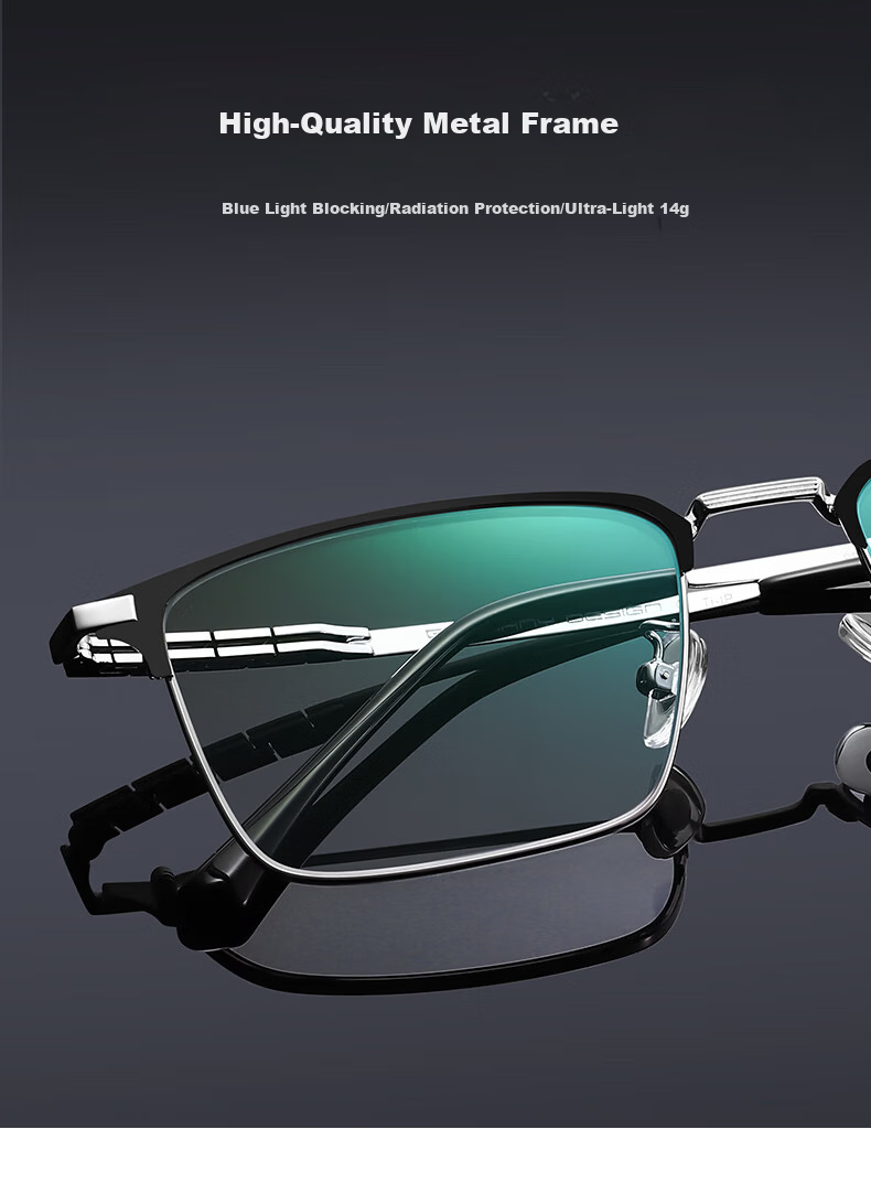 CAPONI German Imported Multifocal Anti-Blue Light Reading Glasses Unisex Genuine Ultra-Light Semi-Rimless Auto-Focus HD Eyewear 3