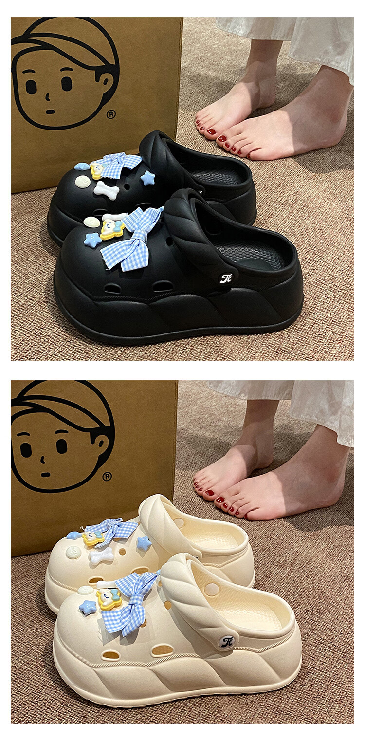 TonLion Women's Sandals 2026 Summer Breathable Hole Shoes Thick Sole Height Increasing Casual Beach Shoes Fashion White Size 40/41 6