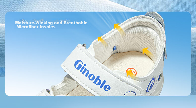 Ginoble Children's Walking Shoes Summer 2026 Breathable Sandals for Boys and Girls Ages 1-5 GW1878 White Cloud 10