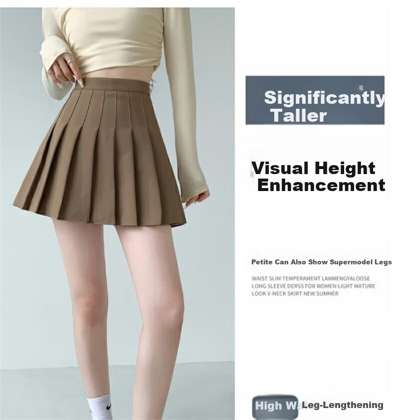 Langsha Pleated Skirt Women Spring 2026 New High Waist Slimming College Style A-Line Mini Skirt Petite JK Suit Short Skirt 13