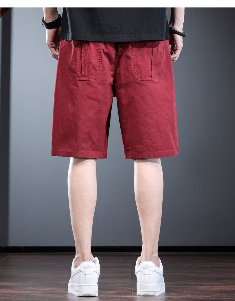 JEEP Men's Summer Ice Silk Workwear Cargo Shorts Loose Casual Outdoor Pants Wine Red XL 9