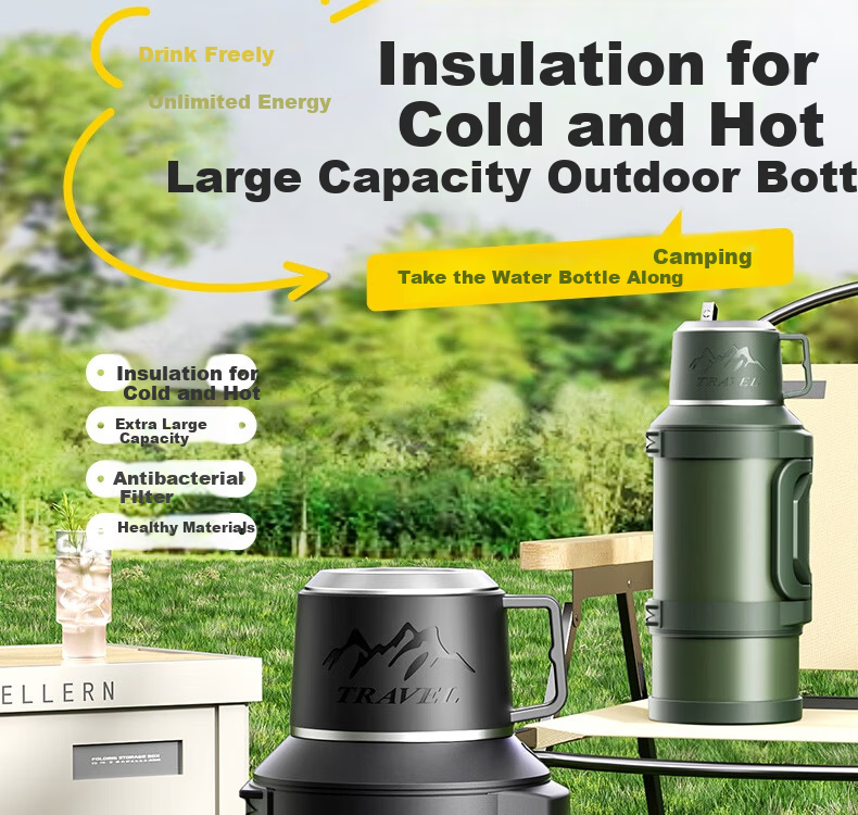 XDO Insulated Thermal Flask Large Capacity Outdoor Car Travel Water Bottle 316 Stainless Steel Lid Portable Home Use 4
