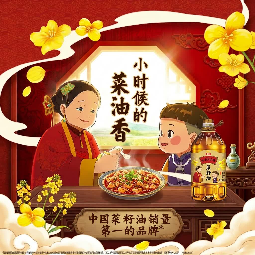 金龙鱼 食用油【保真菜籽油】 非转基因压榨 外婆乡小榨菜籽油6.18L