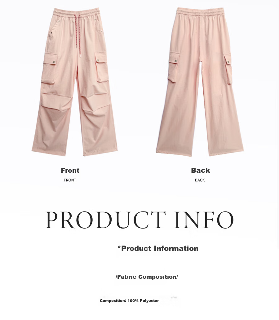 Borui American Workwear Pants 2026 New Autumn Women's Casual Loose Wide-Leg Outdoor Hiking Cargo Pants 15