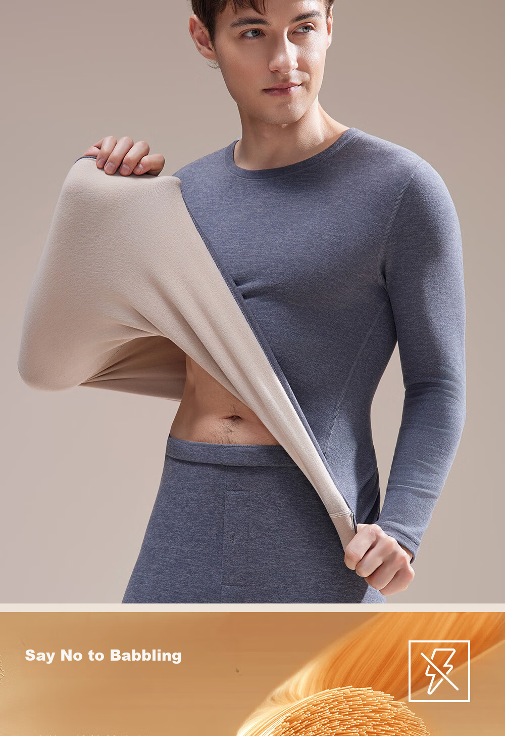 Urban Beauty [Tencel Modal] Thermal Underwear Set for Men Autumn Long Johns and Shirt, German Velvet Heat-Generating, Fleece-Lined, Thickened Autumn Winter New Arrival 5