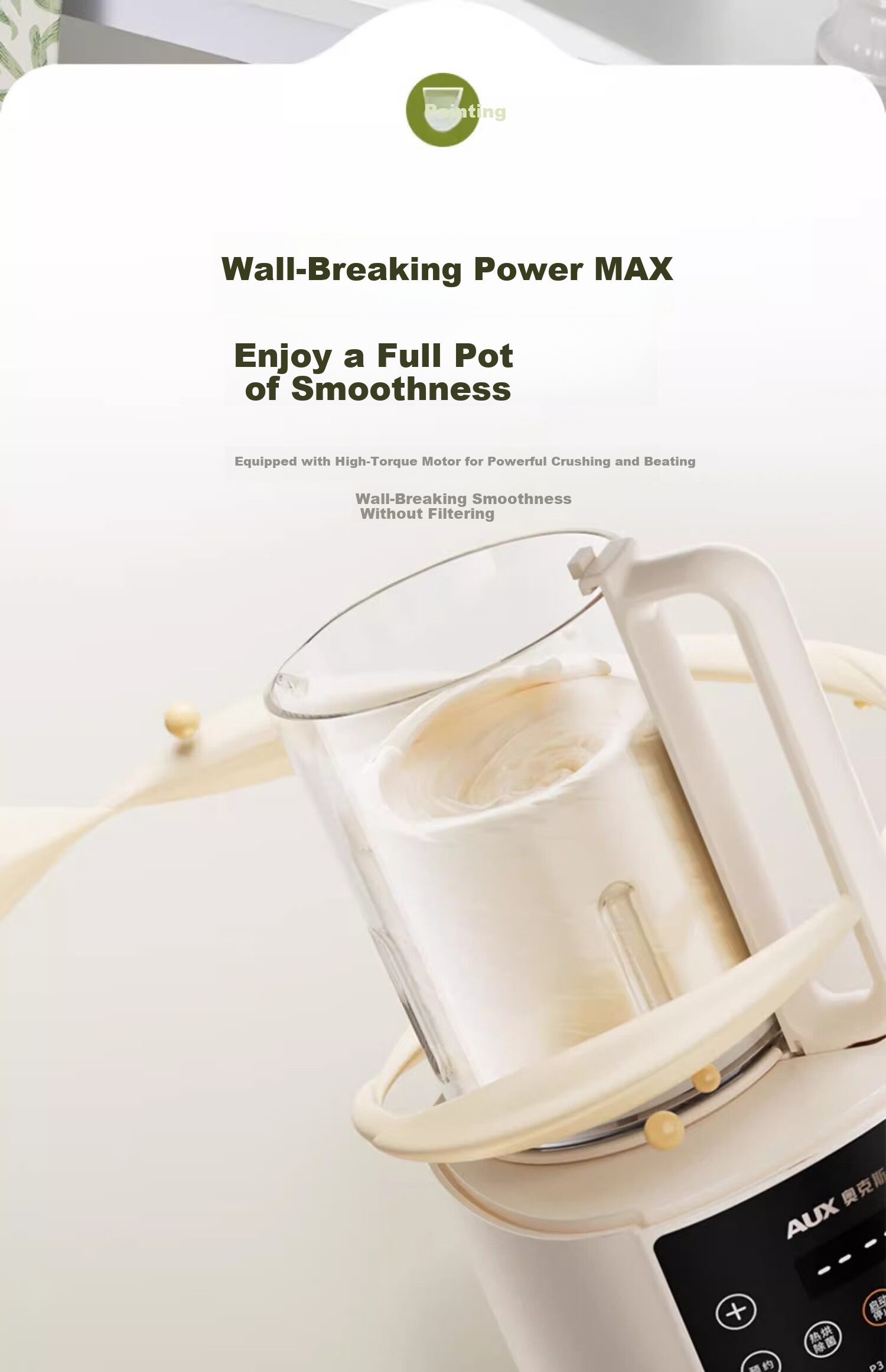 AUX 1.2L Titanium Blade Multifunctional Household Blender Soy Milk Maker Juicer 2025 New Model Small Grain Grinder Food Processor 19