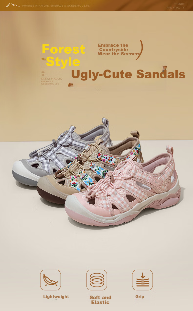 CAMEL Cute Cool Hollow Outdoor Water Land Wearable Sandals L26M255028 Gray Size 37 1