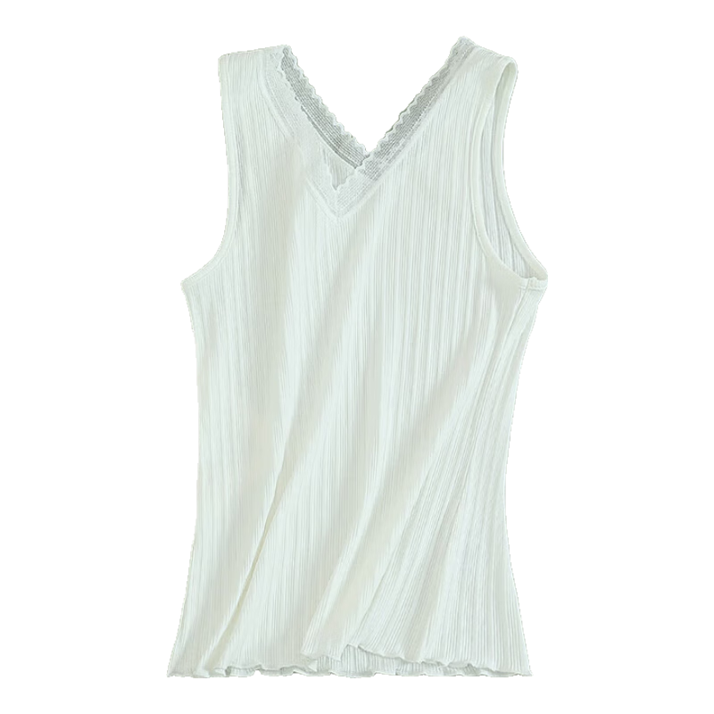 Hodo Lace Camisole for Women, V-Neck Slimming Breathable Sexy Versatile Wearable Elegant White 160/85