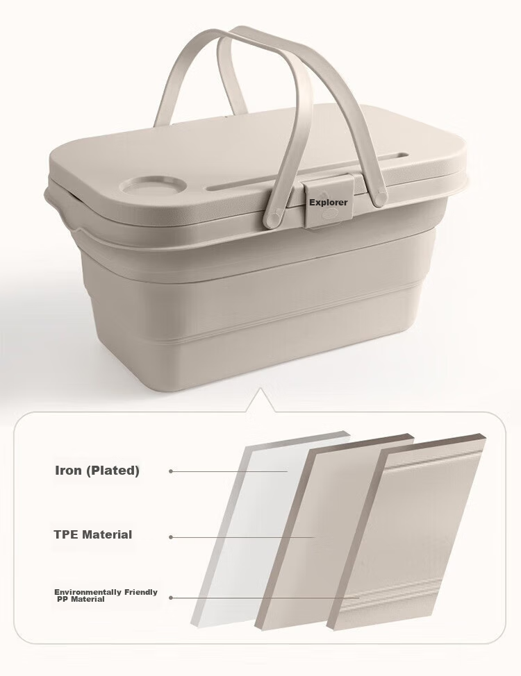 TAN XIAN ZHE Camping Storage Box, Outdoor Foldable Car Trunk Organizer, Camping Car Storage Box with Wooden Lid 8