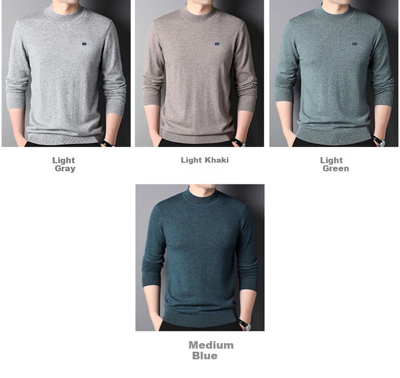 Hengyuanxiang 100% Wool Men's Knit Sweater Solid Color Half Turtleneck 15001006 Black 165/84A 1
