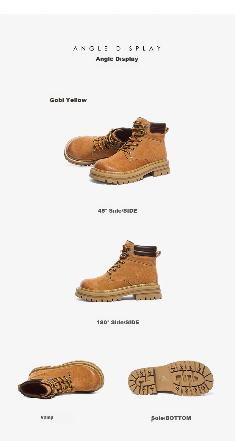 CAMEL Hill Classic Yellow Suede Martin Boots Outdoor Work Boots L23W076065 Pink Size 37 29